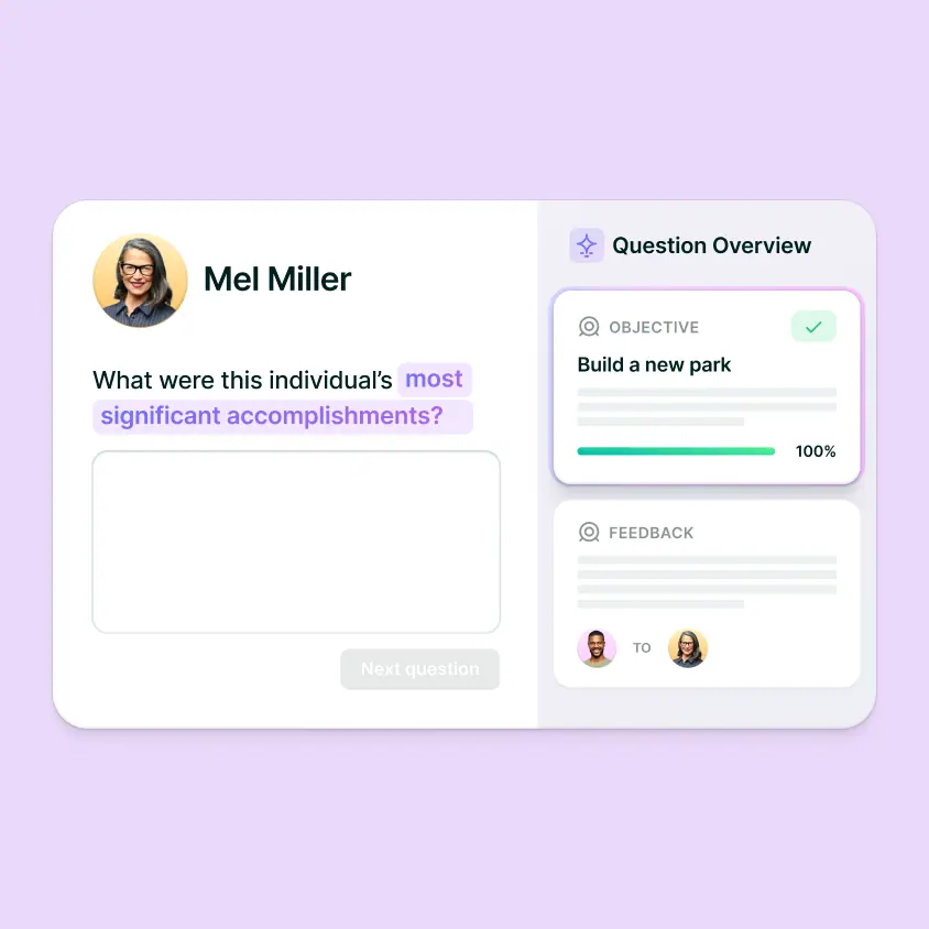 UI of AI Performance Summaries